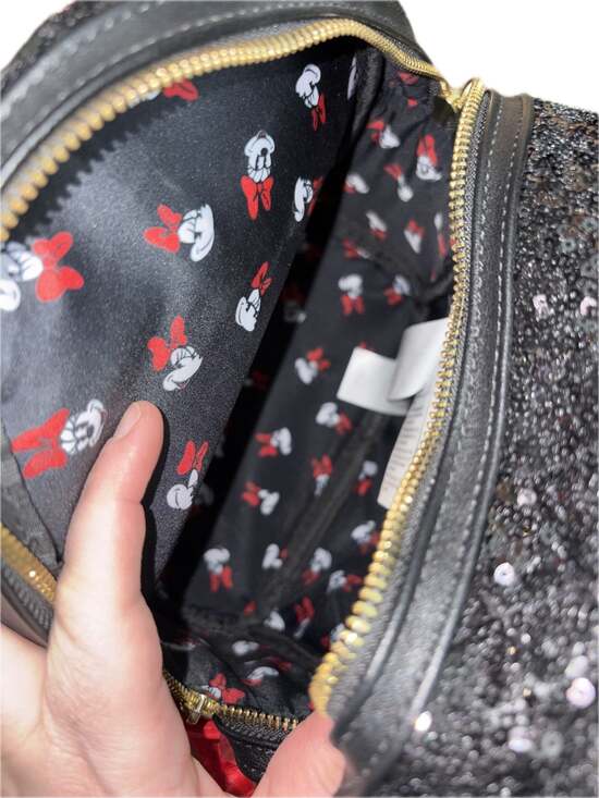 Disney Parks Loungefly Minnie Mouse Black Sequin and Red Polka Dot Mini Backpack - Picture 3 of 4